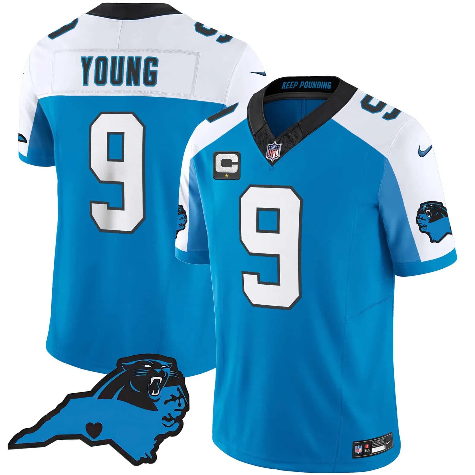 Men Carolina Panthers #9 Young Light Blue 2024 Nike Vapor Limited NFL Jersey